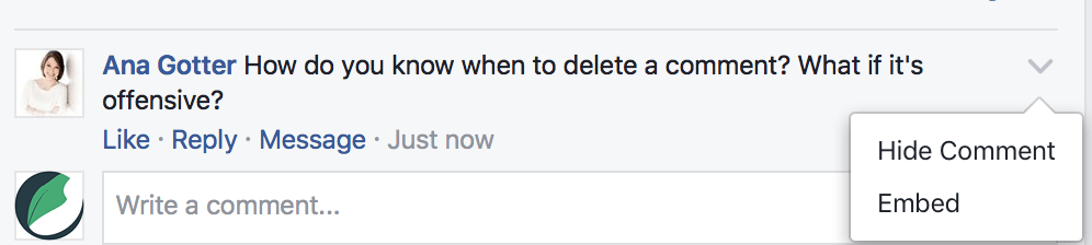 hide or delete comment on facebook