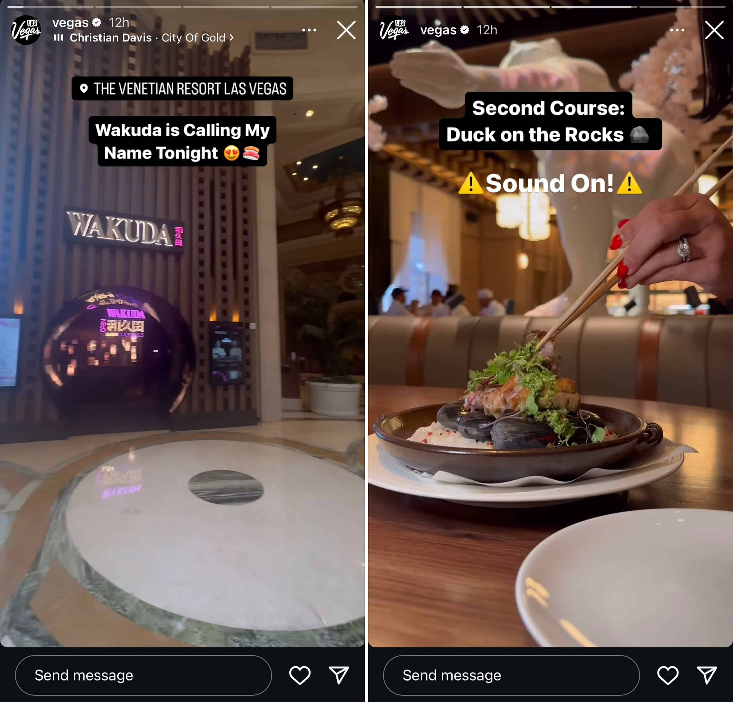 Vegas Instagram stories hôtel restaurant voyage réseaux sociaux