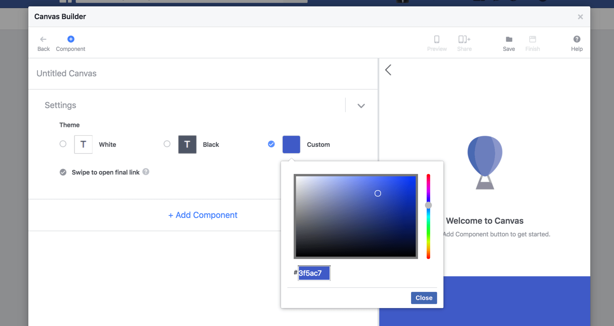 Choosing the color theme for your Facebook Canvas