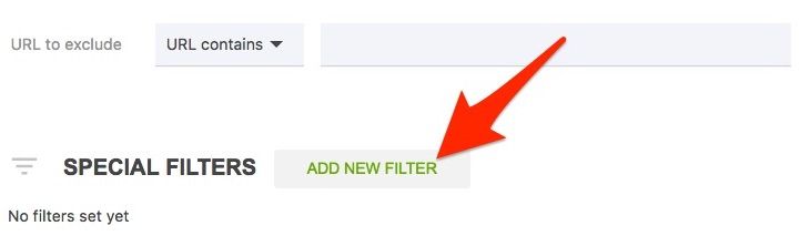 Click 'Add new filter' to access blog categories and more.